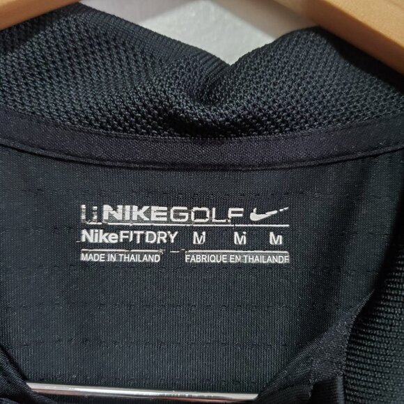 NIKE Golf FitDry Polo Shirt Top Engineered Mesh Fabric Black White Men's Medium - Picture 9 of 13
